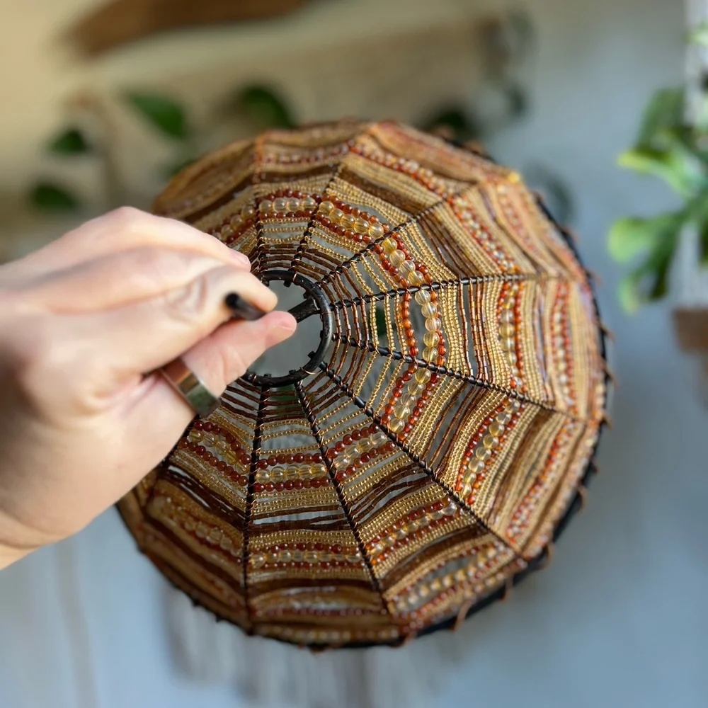 Beaded Food Cover Dome Fly Cover Cloche Boho Table Décor Wire Food Protector
